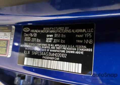 2021 Hyundai Elantra Sel z USA, uszkodzony, nr VIN 5NPLS4AG3MH020102